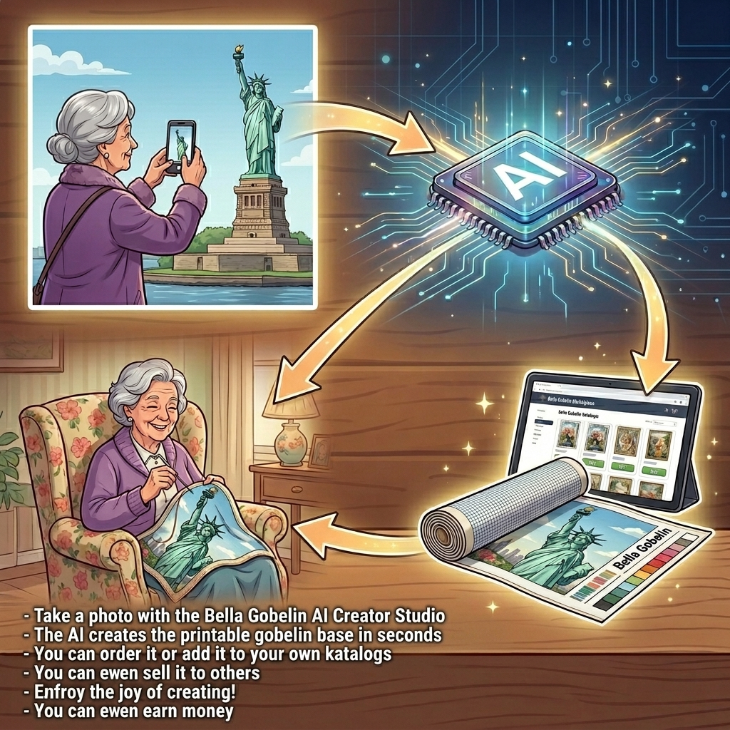Fă fotografii cu Bella Gobelin AI Creator Studio