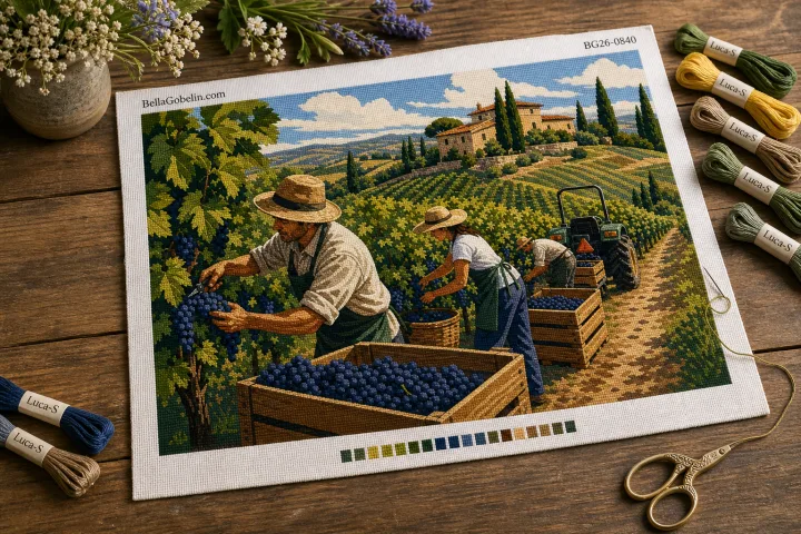 Viață de recoltare a strugurilor toscani
