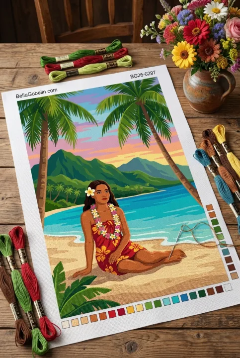 Fată hawaiiană pe plajă
