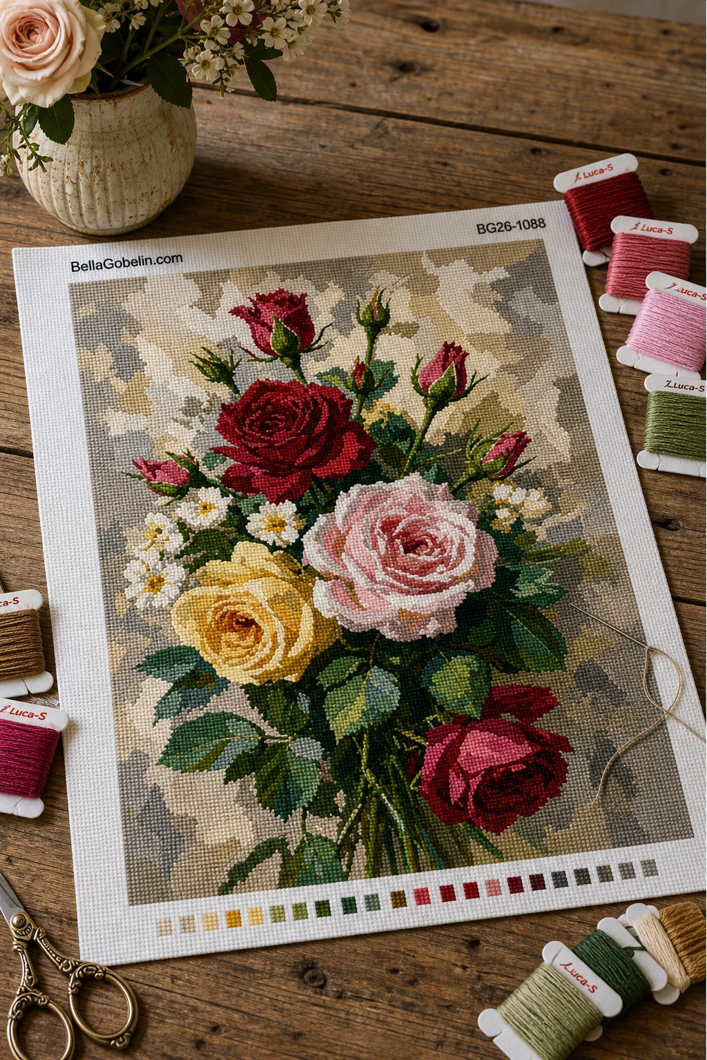 Ilustrație: Buchet de trandafiri în culori pastelate
