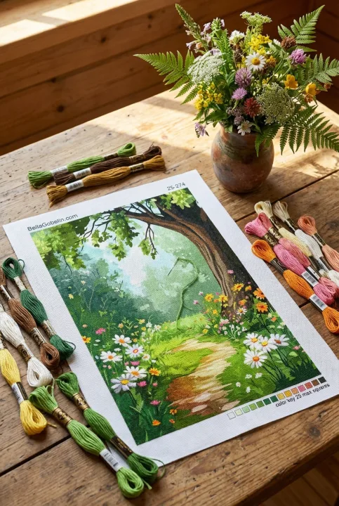 Aleea de pădure cu flori