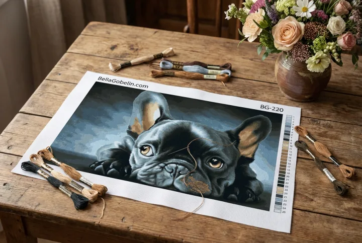 Câine Bulldog Francez nu prea fericit