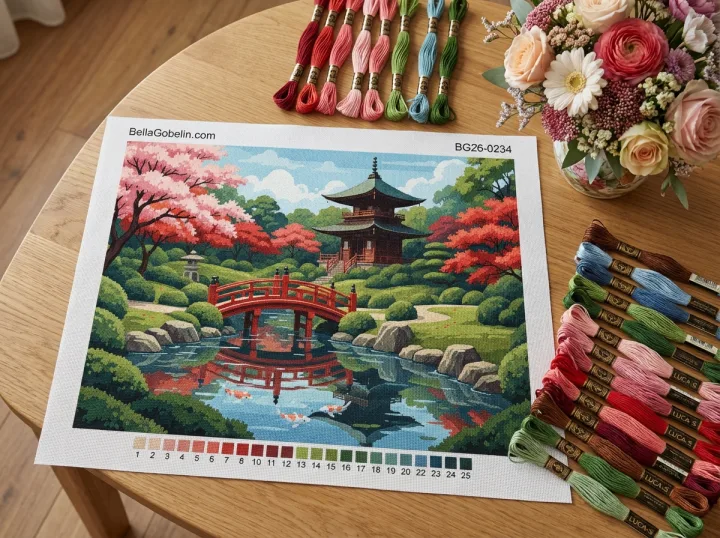 Pod japonez cu pod și pagodă
