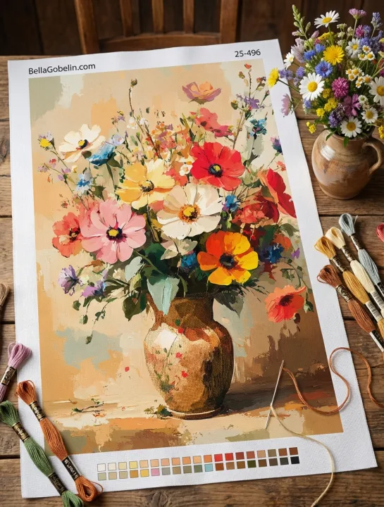 Buchet colorat în vază