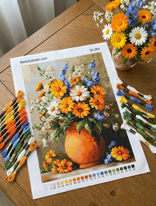 Buchet de flori în carafa de ceramică