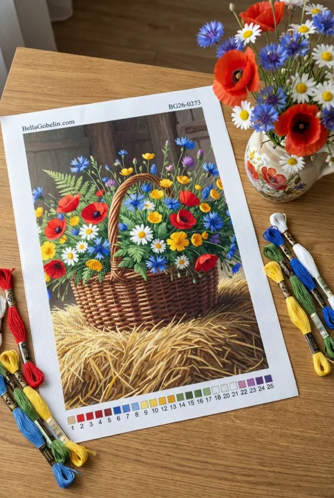 Coș cu flori în stil rustic – BG26-0273