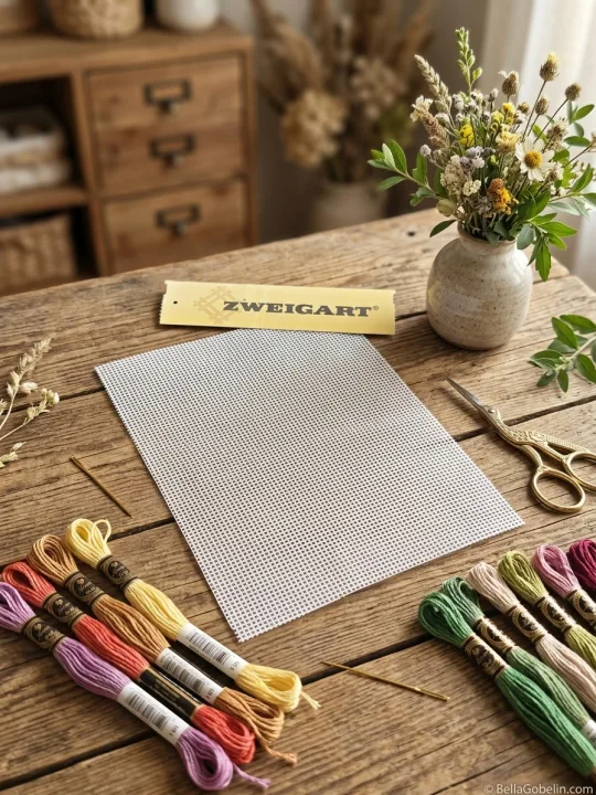 Țesătură albă Zweigart Stramin 44/100 (fir normal) - 15x20 cm