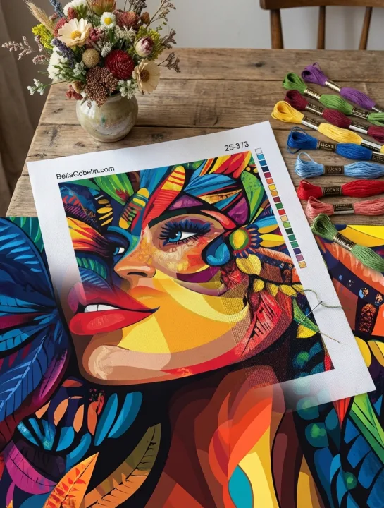 Fată indiană cu fața colorată.