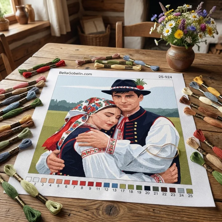 Îndrăgostiți în costum popular
