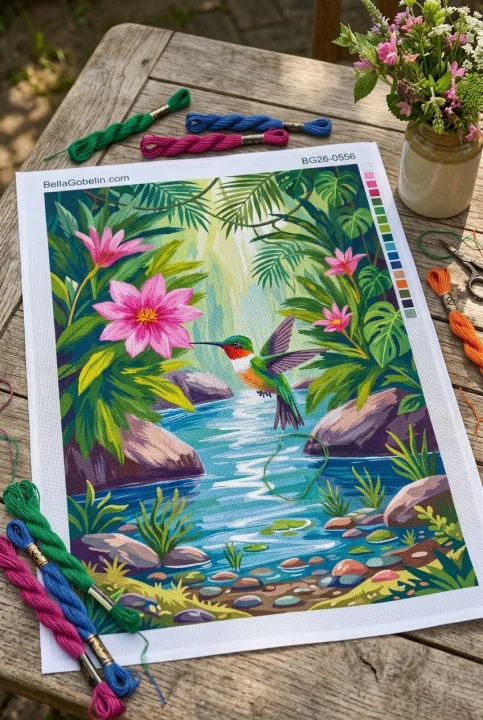 Colibri la pârâul tropical