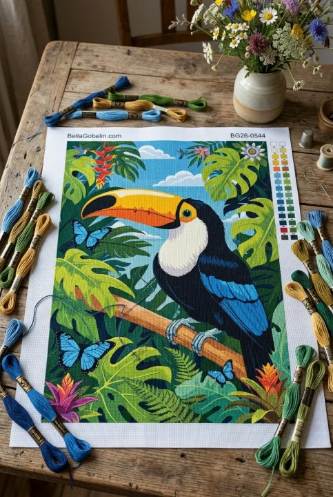 Tucan tropical în junglă