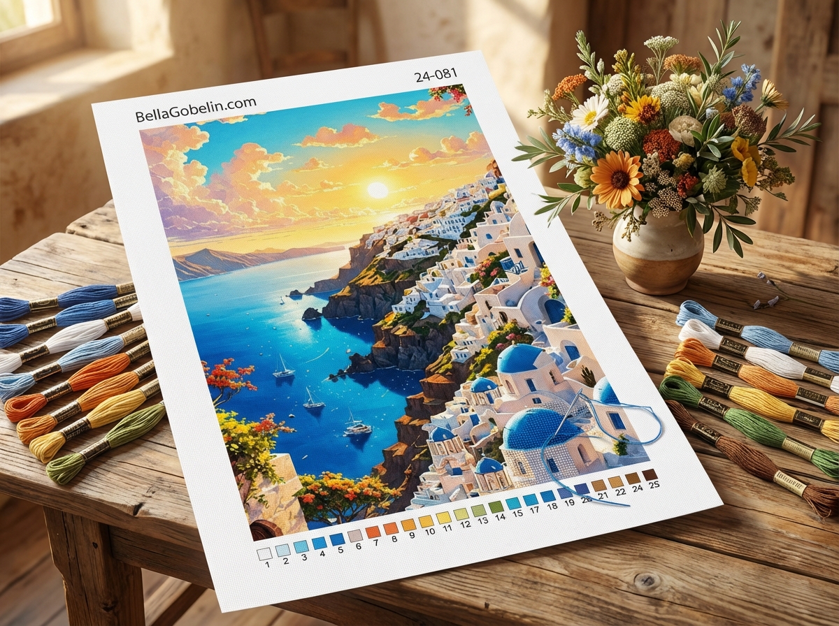 Apusul soarelui în Santorini