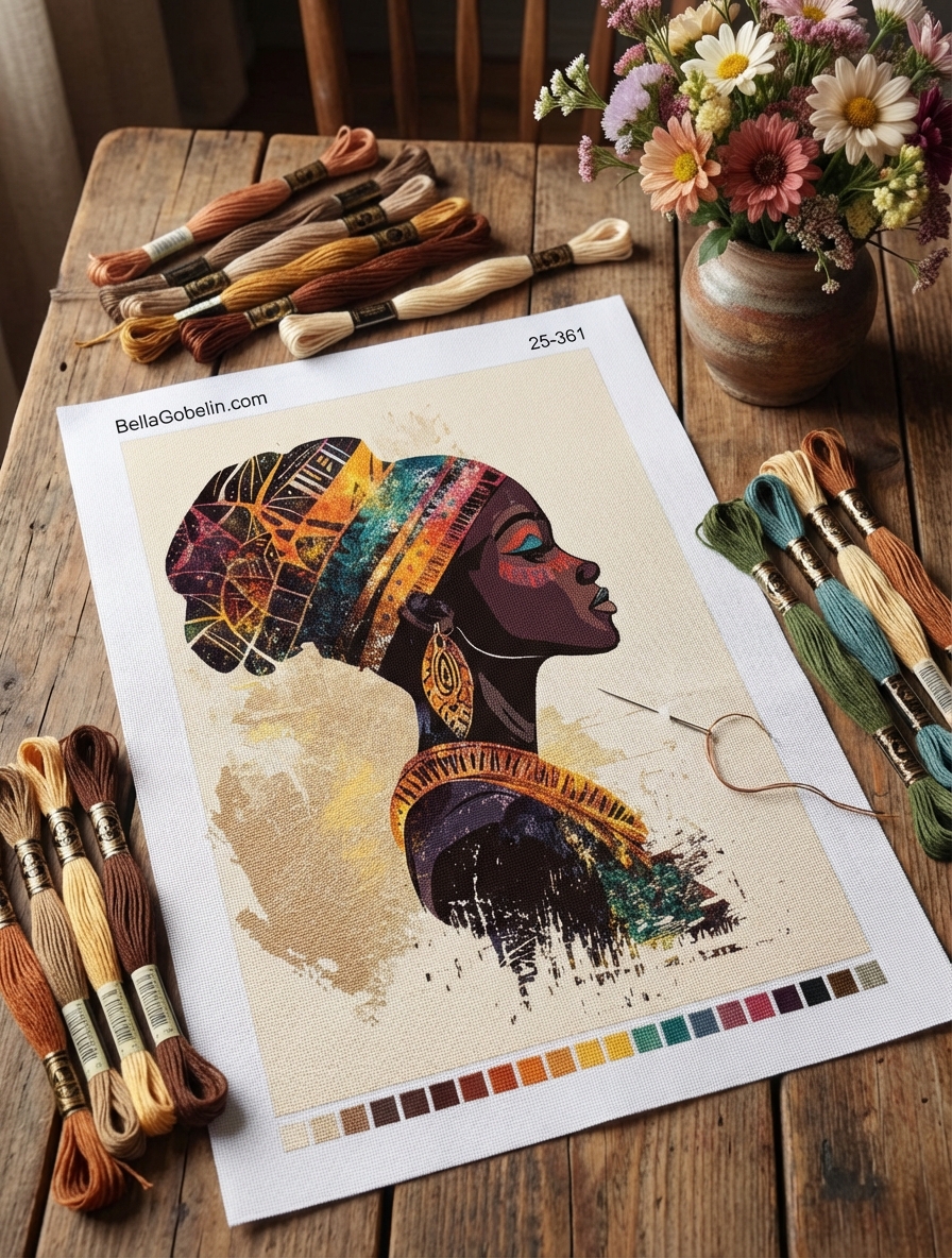 Portret profil al femeie africană
