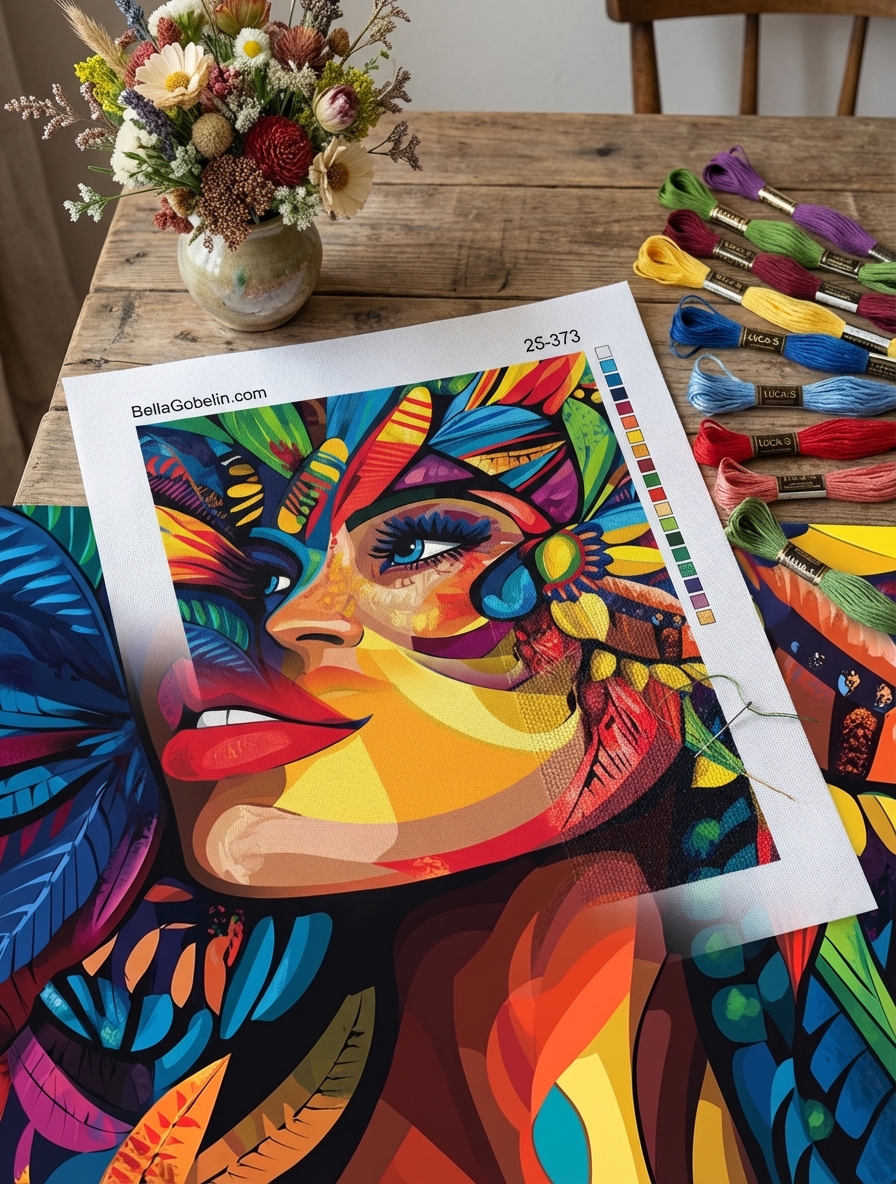 Fată indiană cu fața colorată.