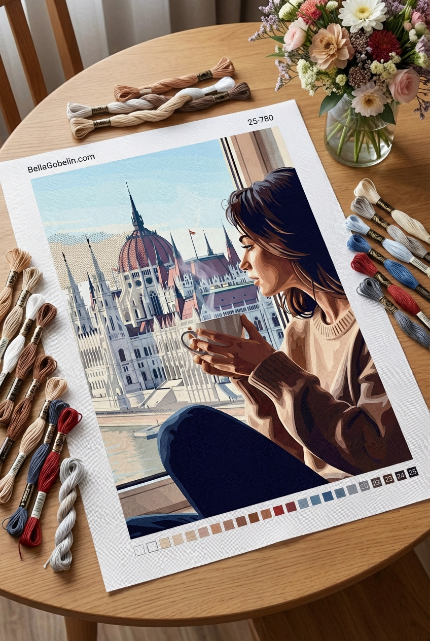 Portret cu cafea în fața Parlamentului
