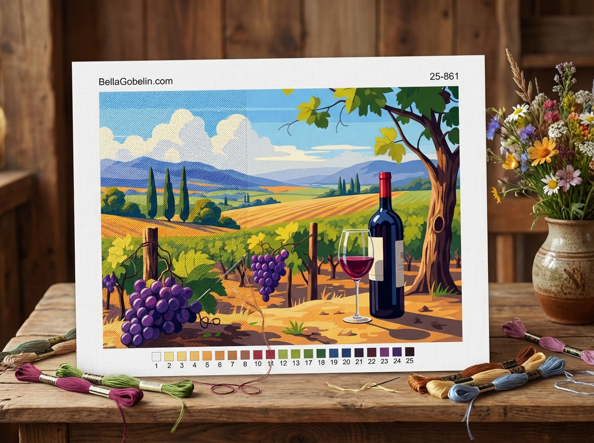 Peisaj de culesul viei în Toscana