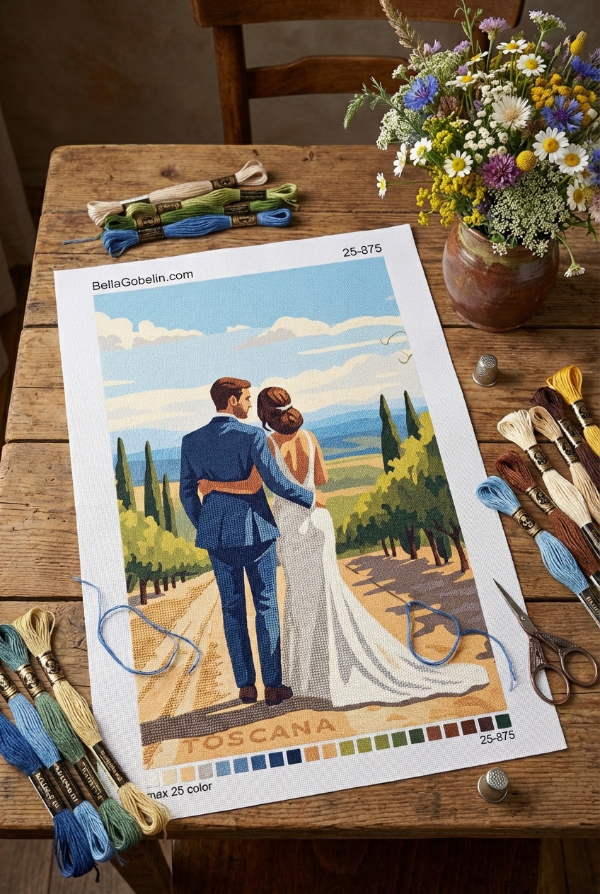 Romantism în Toscana cu gobelin-tapestry