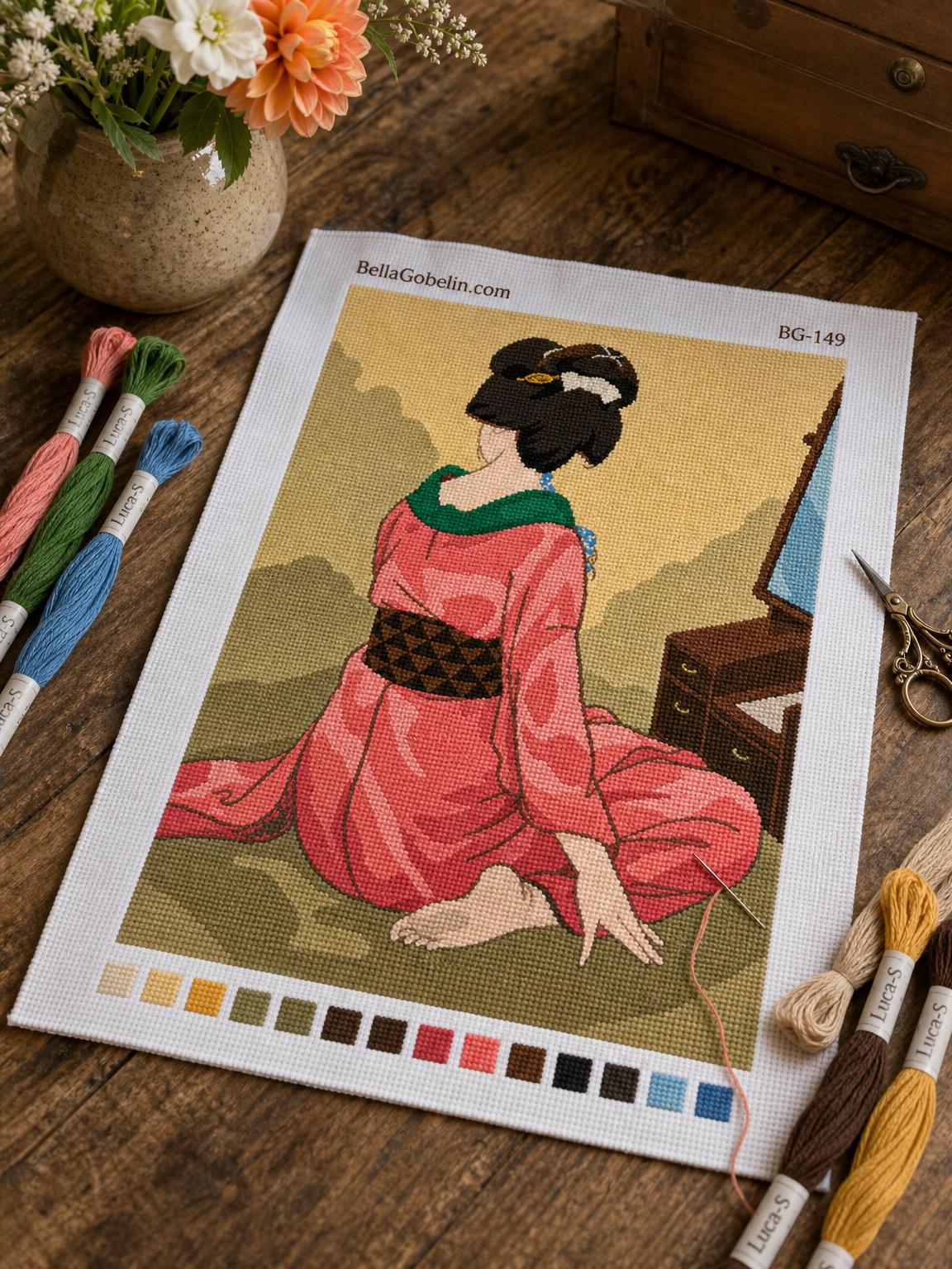 Gésa în kimono roz