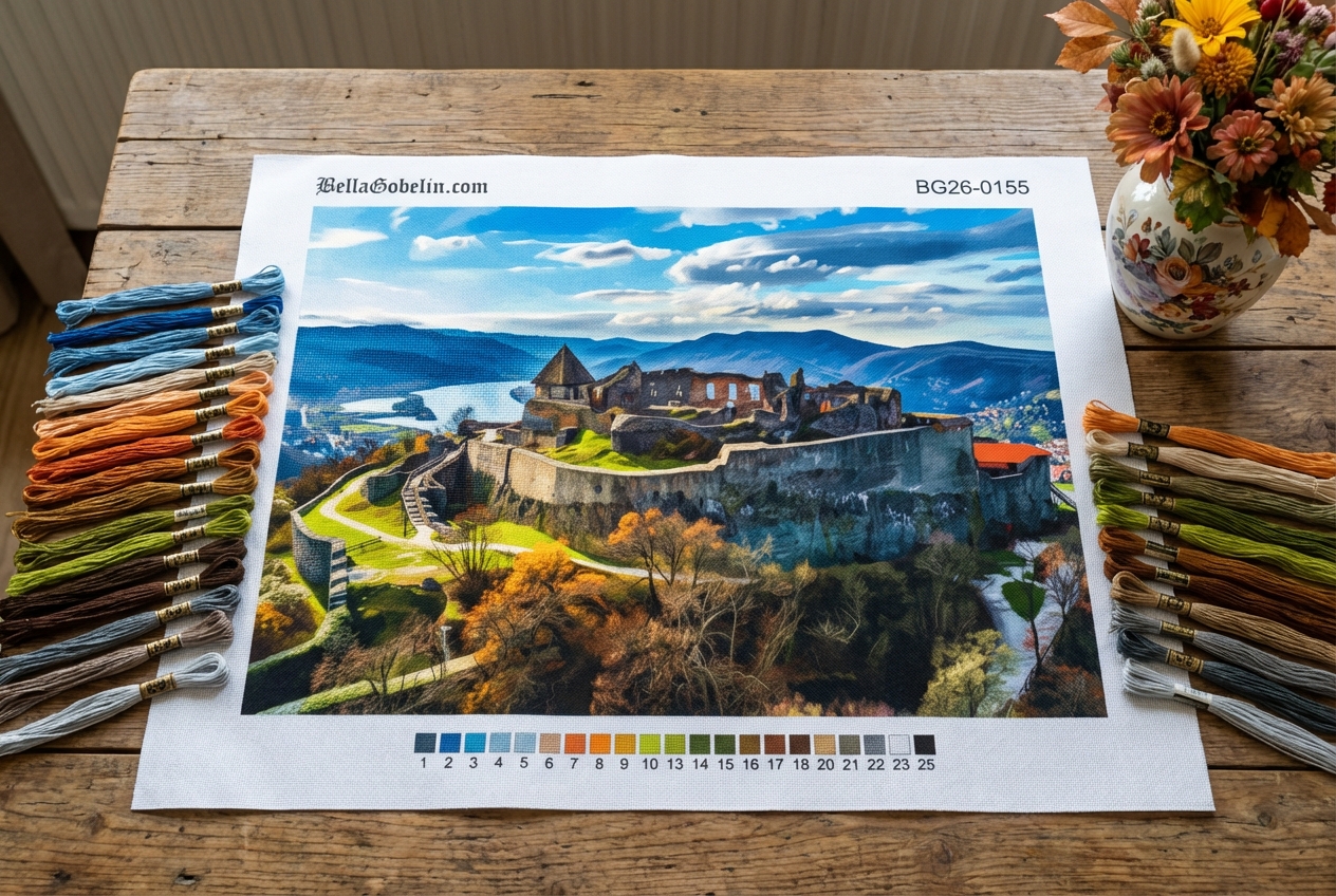 Peisaj cu castelul de la Visegrád – BG26-0155