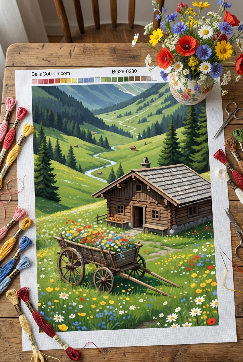 Peisaj alpin cu pajiște înflorită – BG26-0230