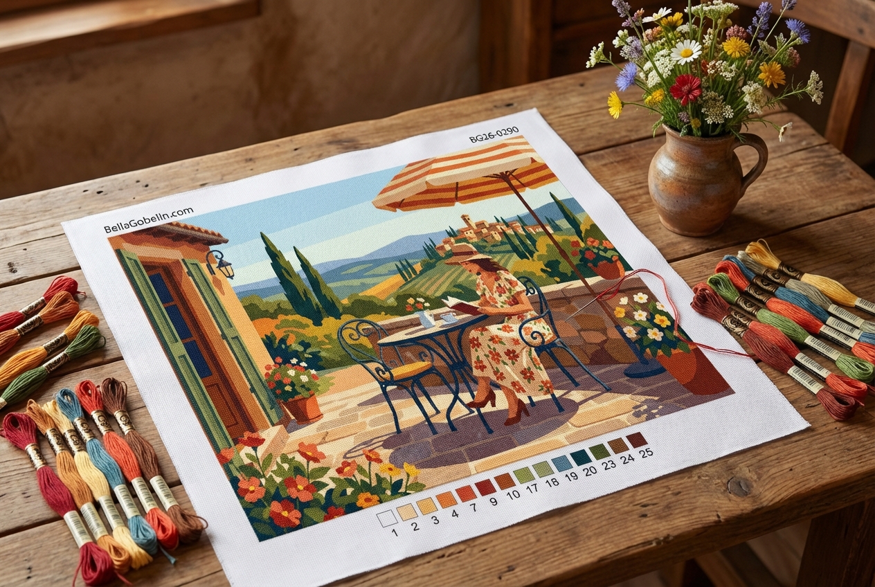 Femeie citind în Toscana