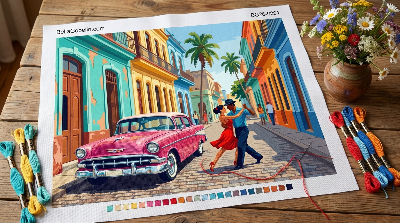 Peisaj stradal din Havana cu dans.