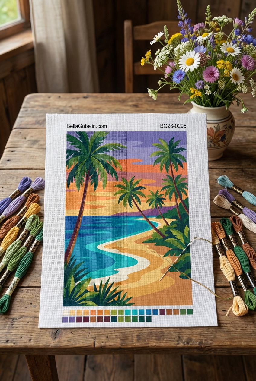 Plajă tropicală cu palmieri – BG26-0295