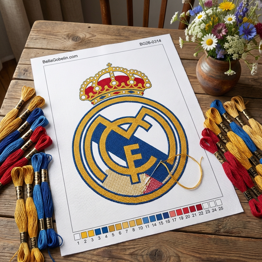 Emblema Real Madrid pe fundal alb