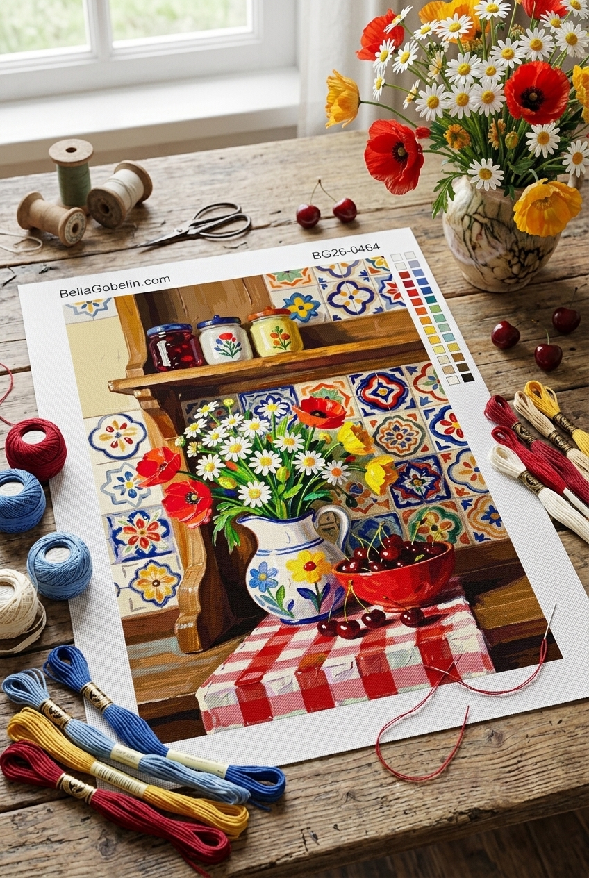 Natură moartă rustică de bucătărie (goblen)