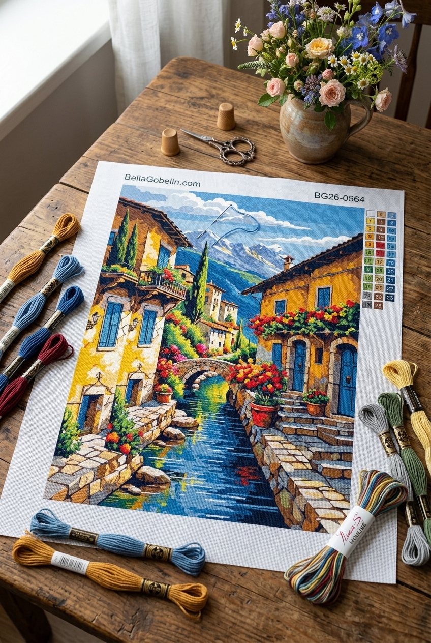 Orășel mediteranean cu canal