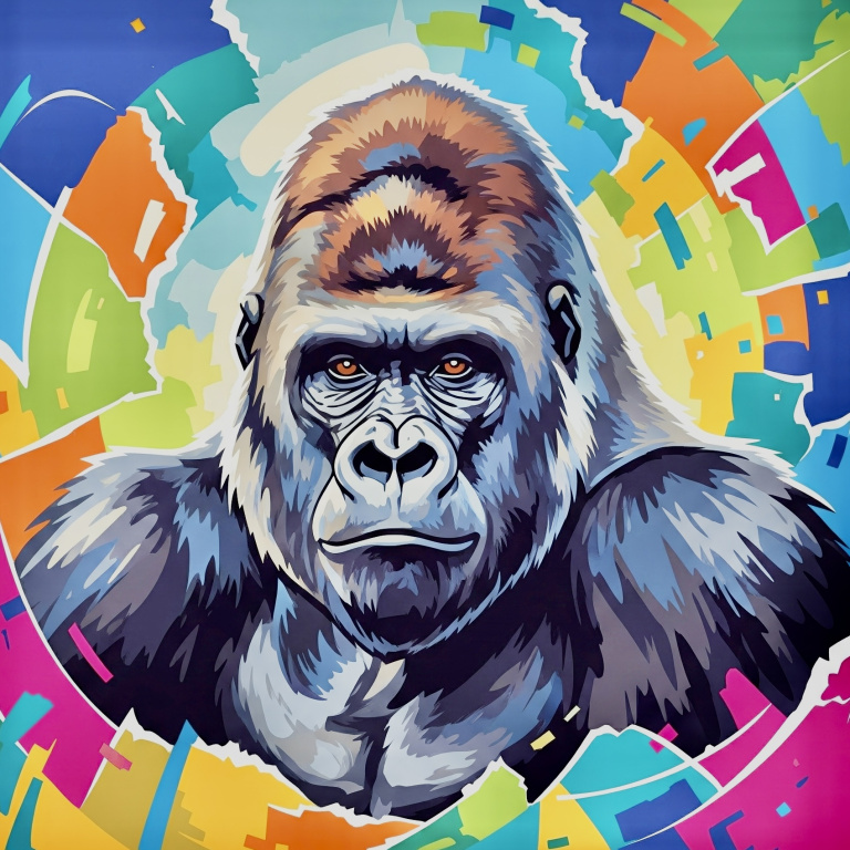 Gorilla portré modern stílusban