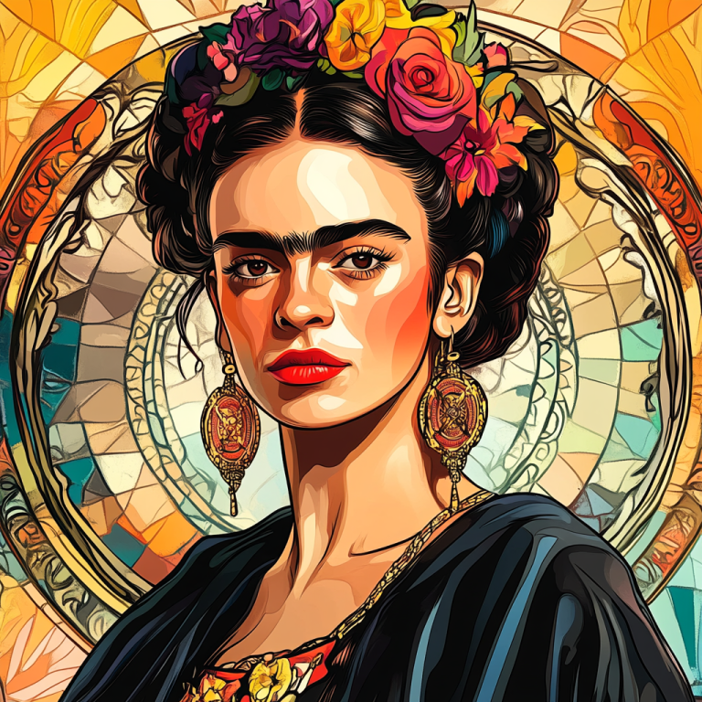 Frida Kahlo portré Alphonse Mucha stílusban – FR24-005