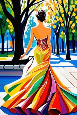 Doamnă în rochie colorată