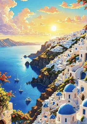 Apusul soarelui în Santorini