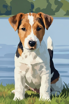 Portret canin - Labrador retriever pui la lac