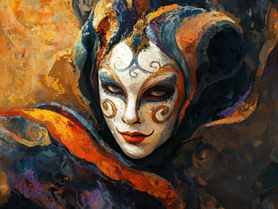 Portret de carnaval pictat