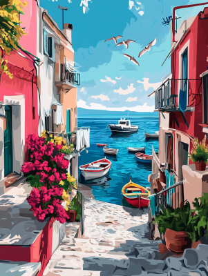 Seria de străzi mediteraneene cu flori – 25-158
