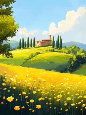 Toscana cu flori galbene