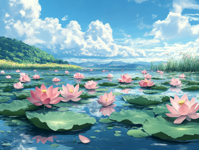 Flori de lotus pe lac