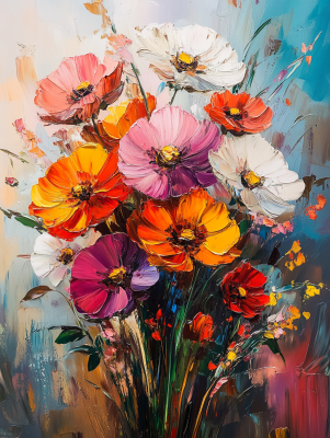 Tablou cu un buchet de flori colorate