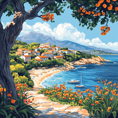Golf de mediteran cu flori – 25-421