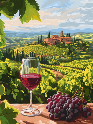 Peisaj minunat în Toscana, Chianti, Vin