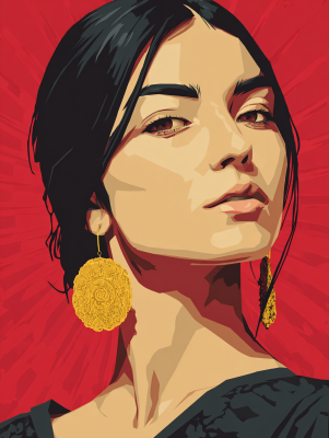 Portret al unei fete mexicane în gobelin Cross-stitch