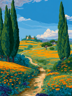 Toscana cu flori galbene