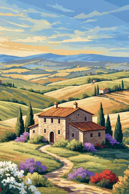 Peisaj Toscano cu broderie gobelin