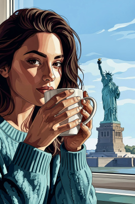 Portret de cafea la Fântâna Libertății
