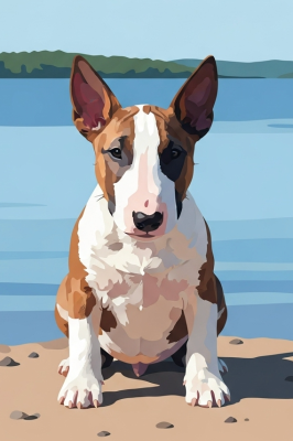 Portrete de câini - Bullterrier la lac