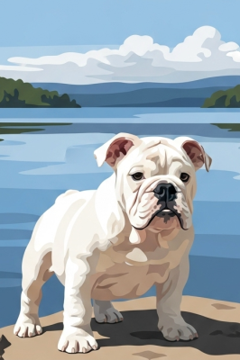 Portret cu buldog englezesc pe gobelin – 25-878