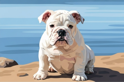Portret canin - Bulldog englez la lac – 25-892