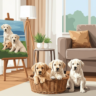 Pui de Labrador în living – 25-929